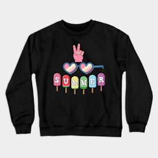 Hello Summer Vacation Ice Cream Popsicle Ice Lolly Crewneck Sweatshirt